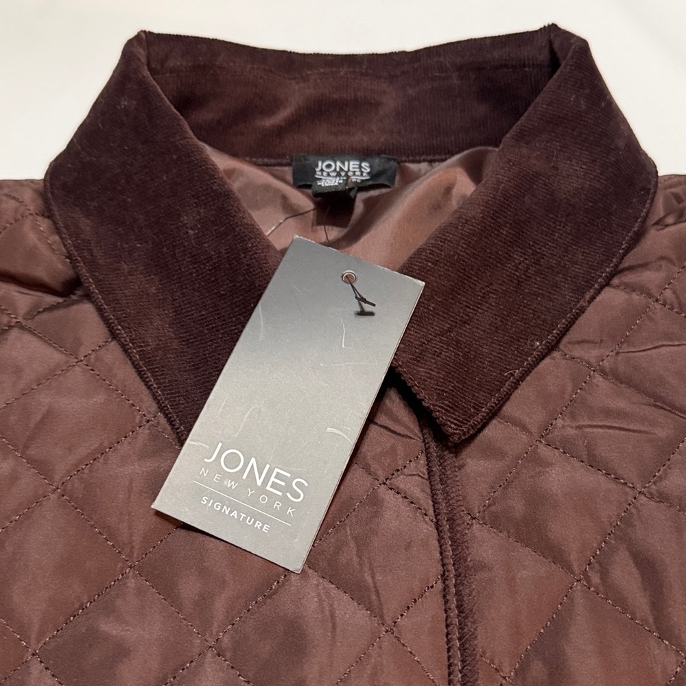 Jones New York Chocolate Quilted Puffer Jacket L NWT soft - Picture 2 of 7